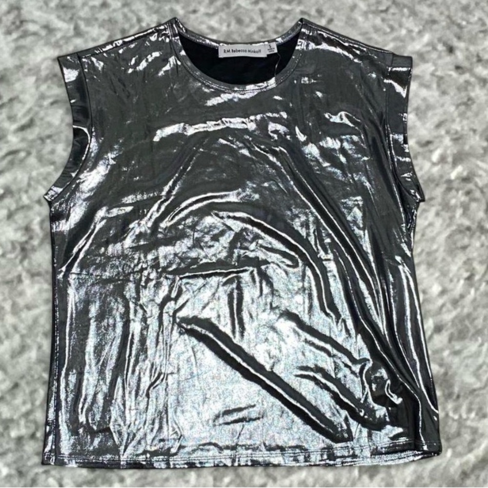 Rebecca Minkoff Girls' Metallic Silver Tank Top